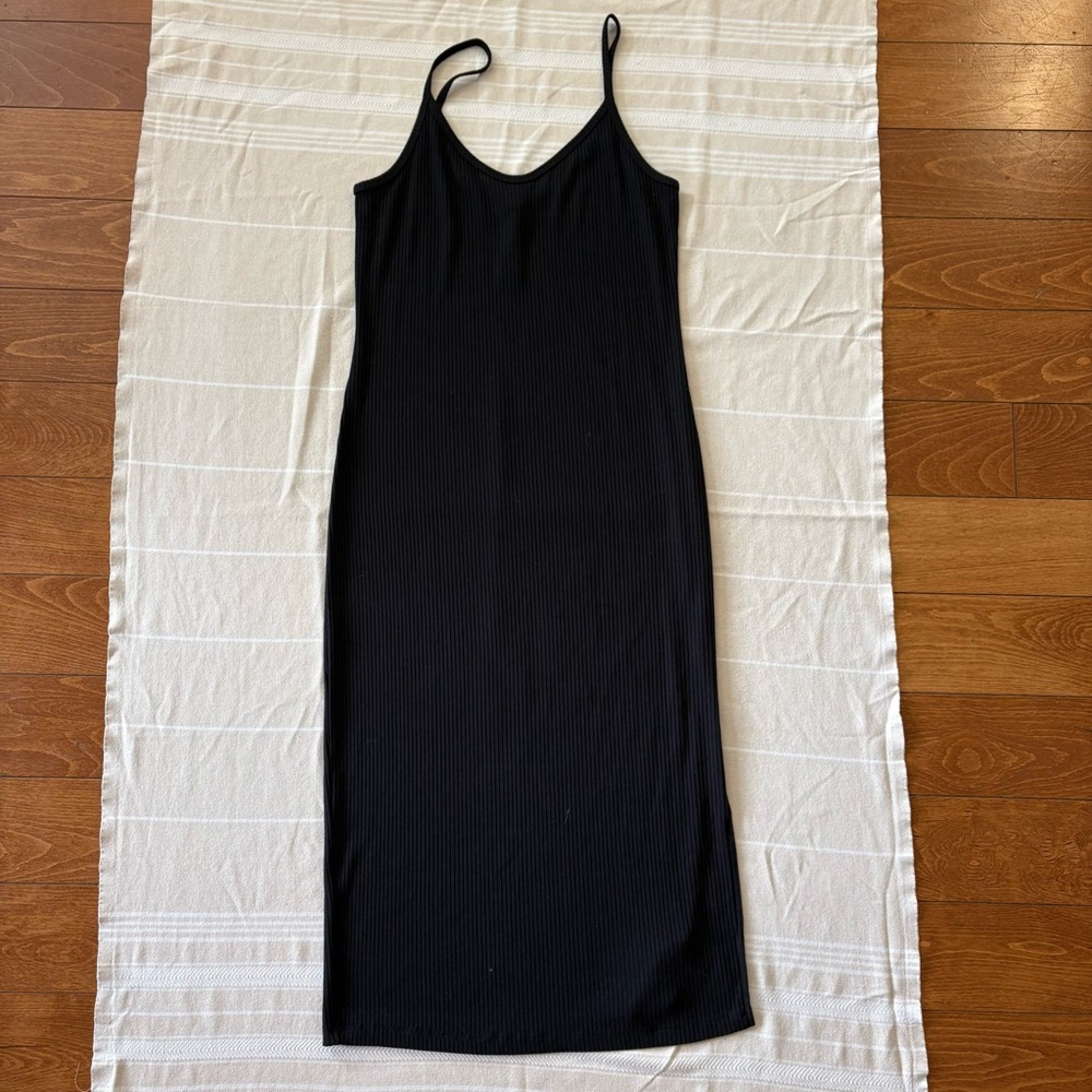 Fabletics Black Ribbed Slip Dress